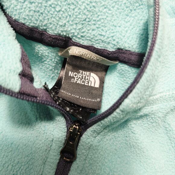 North Face Pullover Women's Size Small Teal Blue Fleece Quarter Zip Sweater - Picture 4 of 7